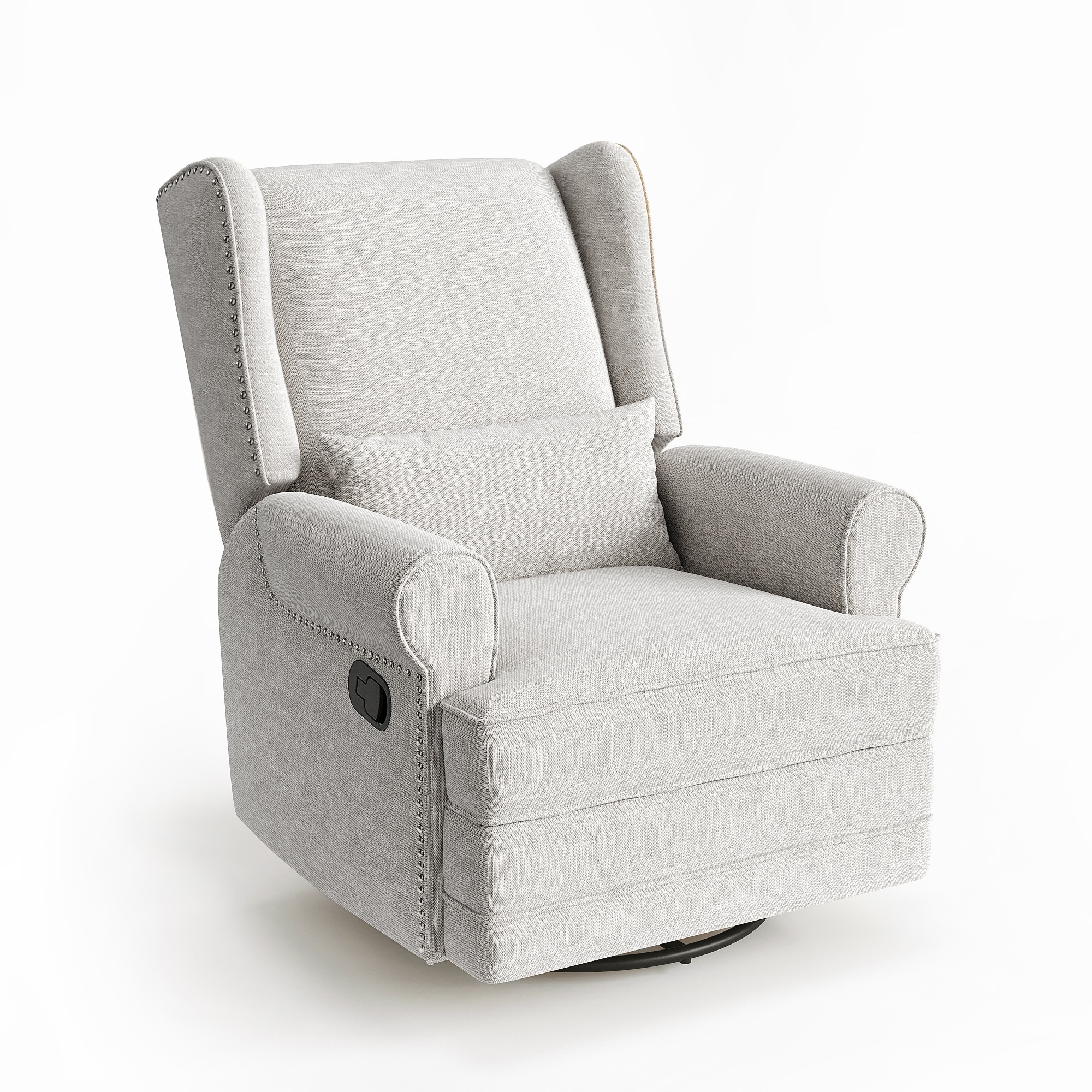 Swivel Recliner Chair, Comfy Glider Rocking Chairs With Lumbar Pillow And Footrest, Upholstered Swivel Rocking Chair For Bedroom,Nursery,Light Gray_maomaolike.com